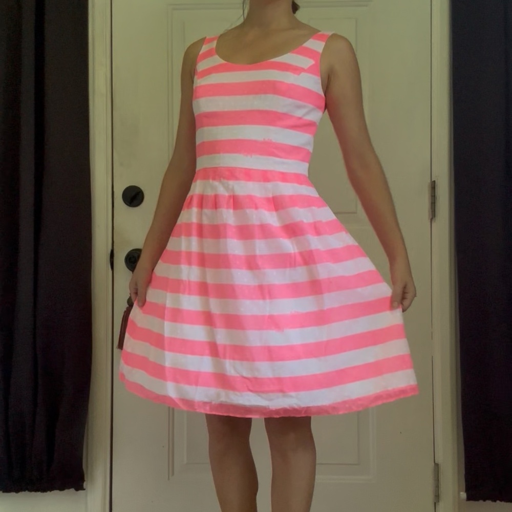 Pink and White Stripe Awning Dress
